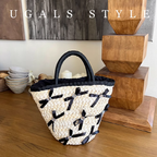 Summer Vacation Straw Ribbon Tote Bag