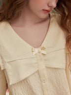 Cute Bow Collar Pajama Set