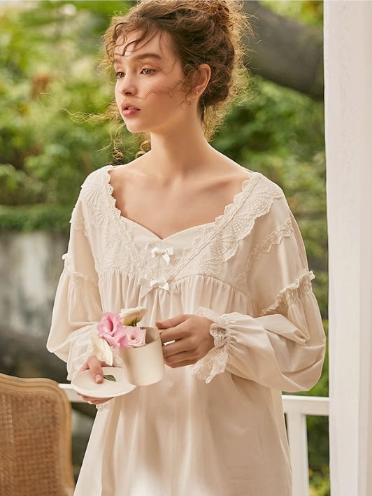 Vintage Soft Lace Cotton Pajama Set
