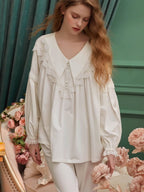 Elegant Lace-Trimmed Cotton Pajama Set