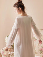 Whispering Petals Lace-Trim Nightgown