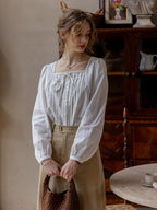 Romantic Cotton Puff Sleeves Blouse