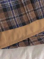 Vintage Wool Plaid Buckle Blue Checkered Skirt