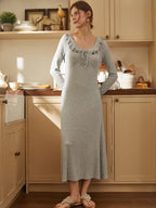 Ruffled Elegance Long-Sleeve Cotton Loungewear