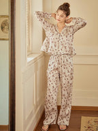 Vintage Floral Long-Sleeve Pajama Set