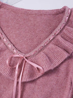 Ruffle Ribbon Blush Pink Knit Dress