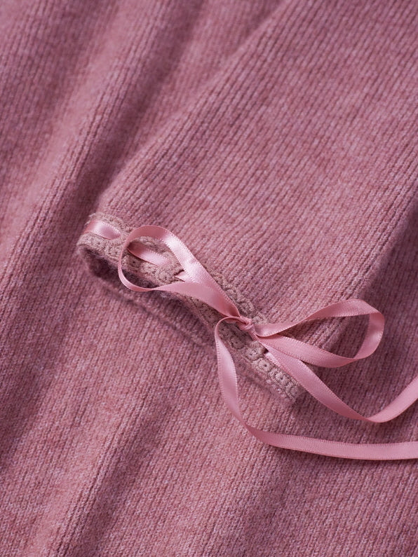 Ruffle Ribbon Blush Pink Knit Dress