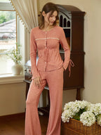 Rosewood Textured Knit Pajama Set
