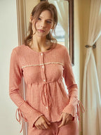Rosewood Textured Knit Pajama Set