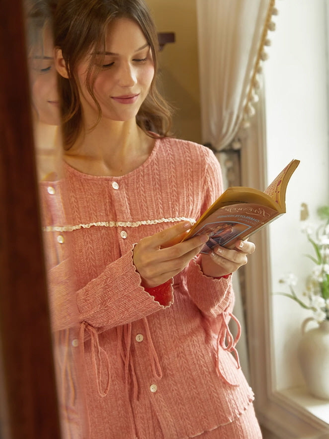 Rosewood Textured Knit Pajama Set