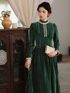 Enchanted Forest Emerald Velvet Dress