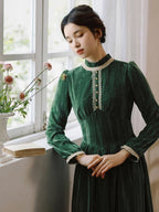 Enchanted Forest Emerald Velvet Dress
