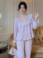 Dreamy Velvet Ruffle Pajama Set