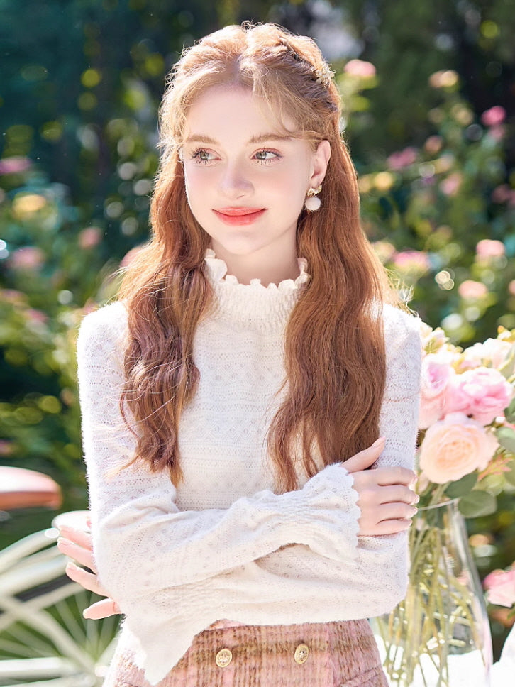 Vintage-Inspired Ruffled Lace Blouse