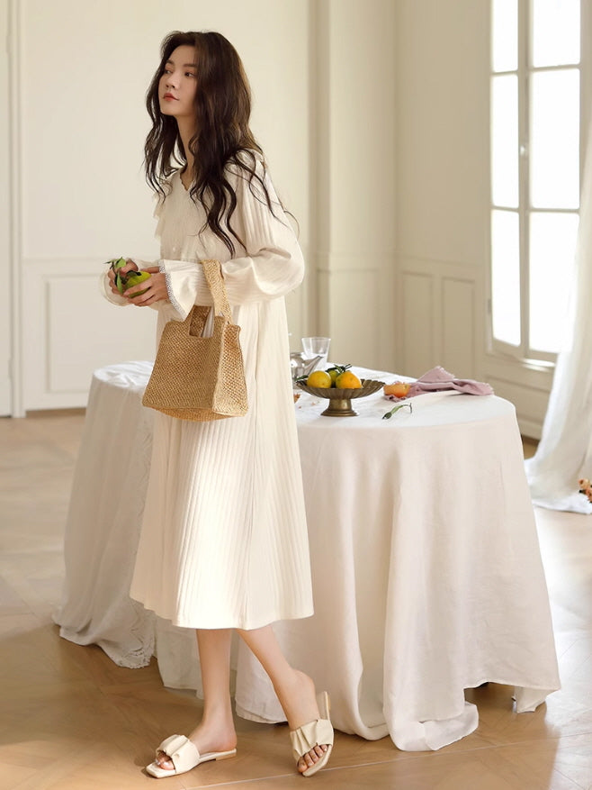 Vintage-Inspired Ivory Cotton Nightgown