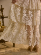 Ethereal Vintage Lace Tiered Skirt