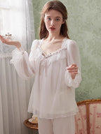 Ethereal Lace Lounge Pajama Set