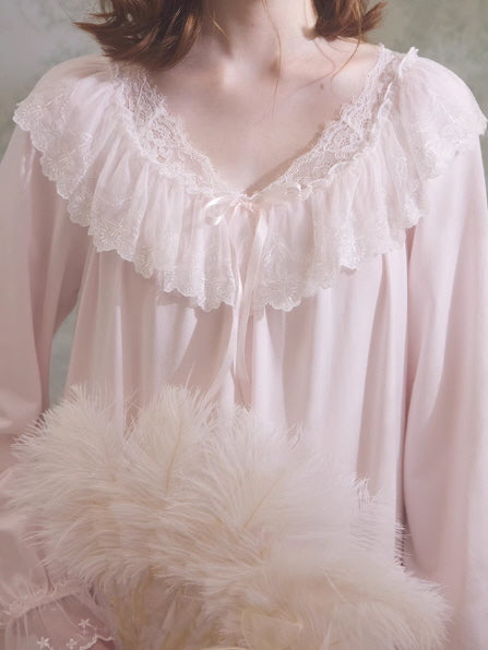Soft Cotton Princess Lace Nightgown