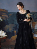 Luxurious Black Velvet Retro Dress