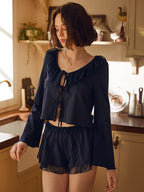 Coquette Lace Trim Pajama Set