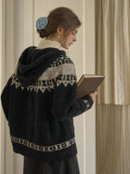 Vintage Nordic-Inspired Wool Blend Cardigan