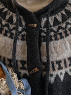 Vintage Nordic-Inspired Wool Blend Cardigan