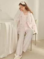 Pink Bow Checkered 3-Piece Loungewear Set