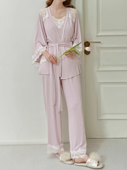 Lace Elegance 3-Piece Loungewear Set