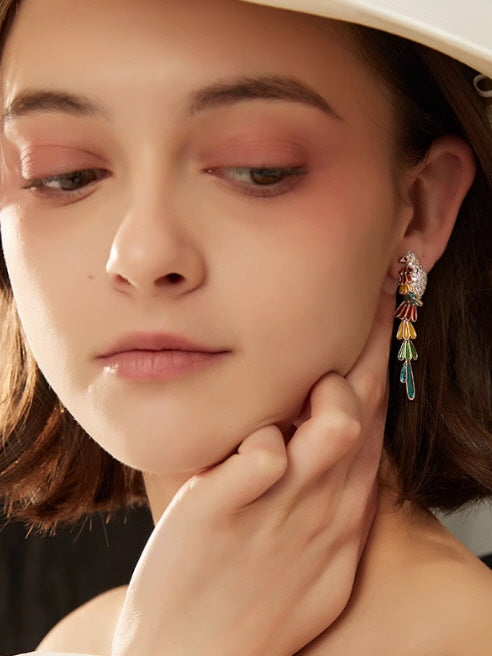 Tropical Parrot Dangle Earrings