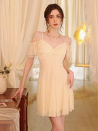 Whimsical Off-Shoulder Lace Nightgown