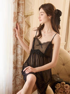 Romantic Lace Trim Chiffon Nightdress