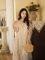 Romantic Pastel Garden Ruffle Dress