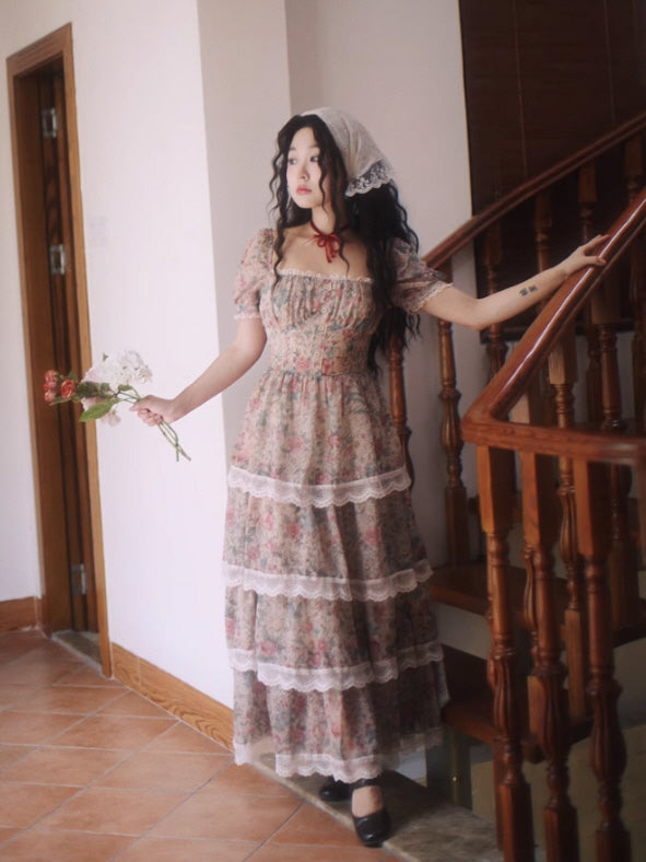 Antique Rose Lace Corset Dress
