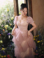Ethereal Rose Lace Tulle Dress