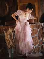 Ethereal Rose Lace Tulle Dress
