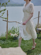 Romantic Garden Lace Embroidered Dress