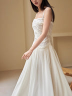 Vintage Embroidered Lace White Dress