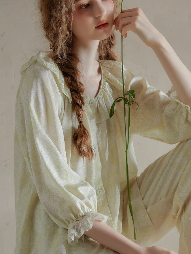 Ethereal Ruffled Floral Nightwear Set