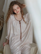 Vintage Ruffled Lace Trim Pajama Set