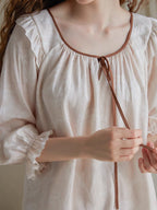 Vintage Ruffled Lace Trim Pajama Set