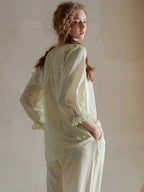 Vintage Ruffled Lace Trim Pajama Set