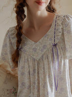 Romantic Floral Lace Ribbon Pajama Set