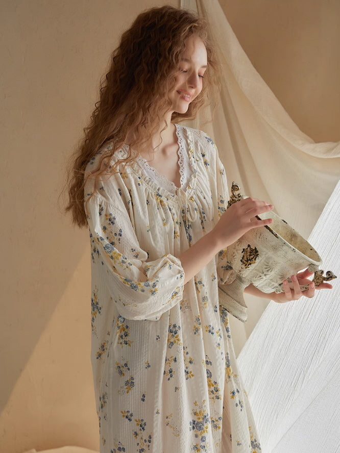 Blossom Whisper Vintage Cotton Nightgown