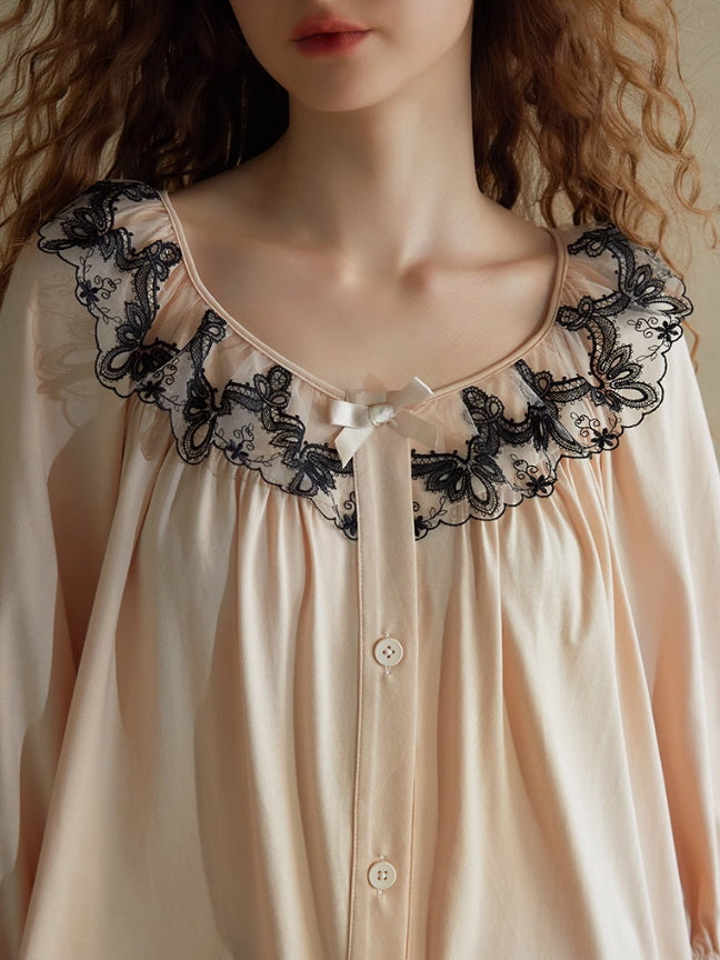 Elegant Lace-Trimmed Pajama Set