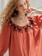 Elegant Lace-Trimmed Pajama Set