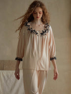 Elegant Lace-Trimmed Pajama Set