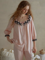 Elegant Lace-Trimmed Pajama Set