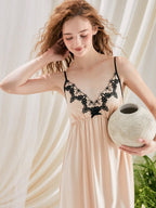 Ethereal Lace Trim Nightgown Set – Delicate Robe & Slip Dress