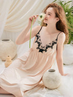Ethereal Lace Trim Nightgown Set – Delicate Robe & Slip Dress