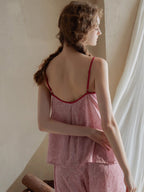 Vintage Ribbon-Tie Pajama Set